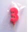 Svíčka celofán - dortová čísla - 3 - růžová