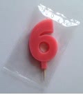 Svíčka celofán - dortová čísla - 6 - růžová