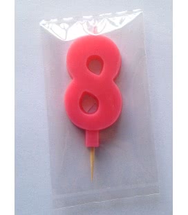 Svíčka celofán - dortová čísla - 8 - růžová