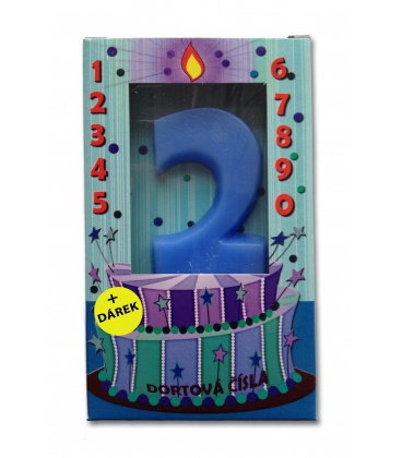 Svíčka - dortová čísla - 2 - modrá