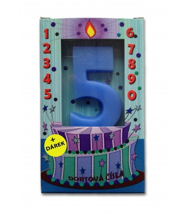 Svíčka - dortová čísla - 5 - modrá