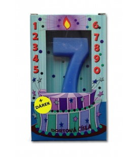 Svíčka - dortová čísla - 7 - modrá