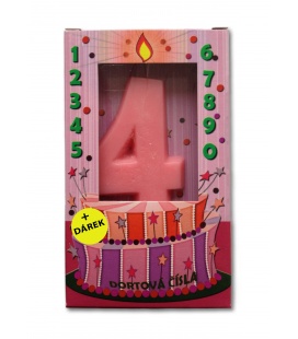 Svíčka - dortová čísla - 4 - růžová