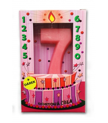 Svíčka - dortová čísla - 7 - růžová